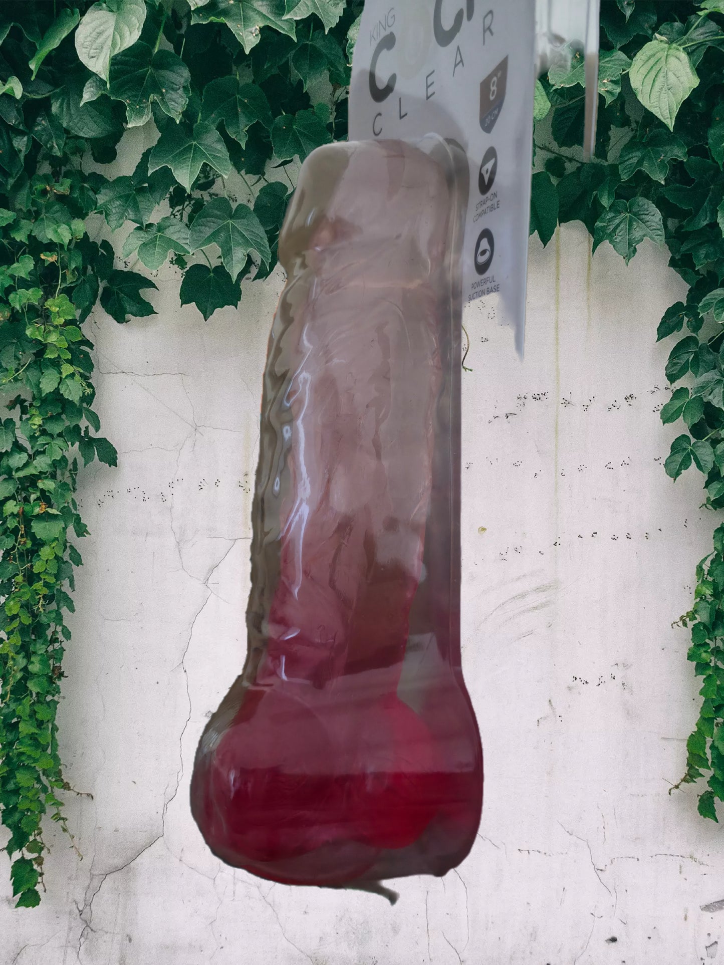 8" King cock with balls (clear/pink)