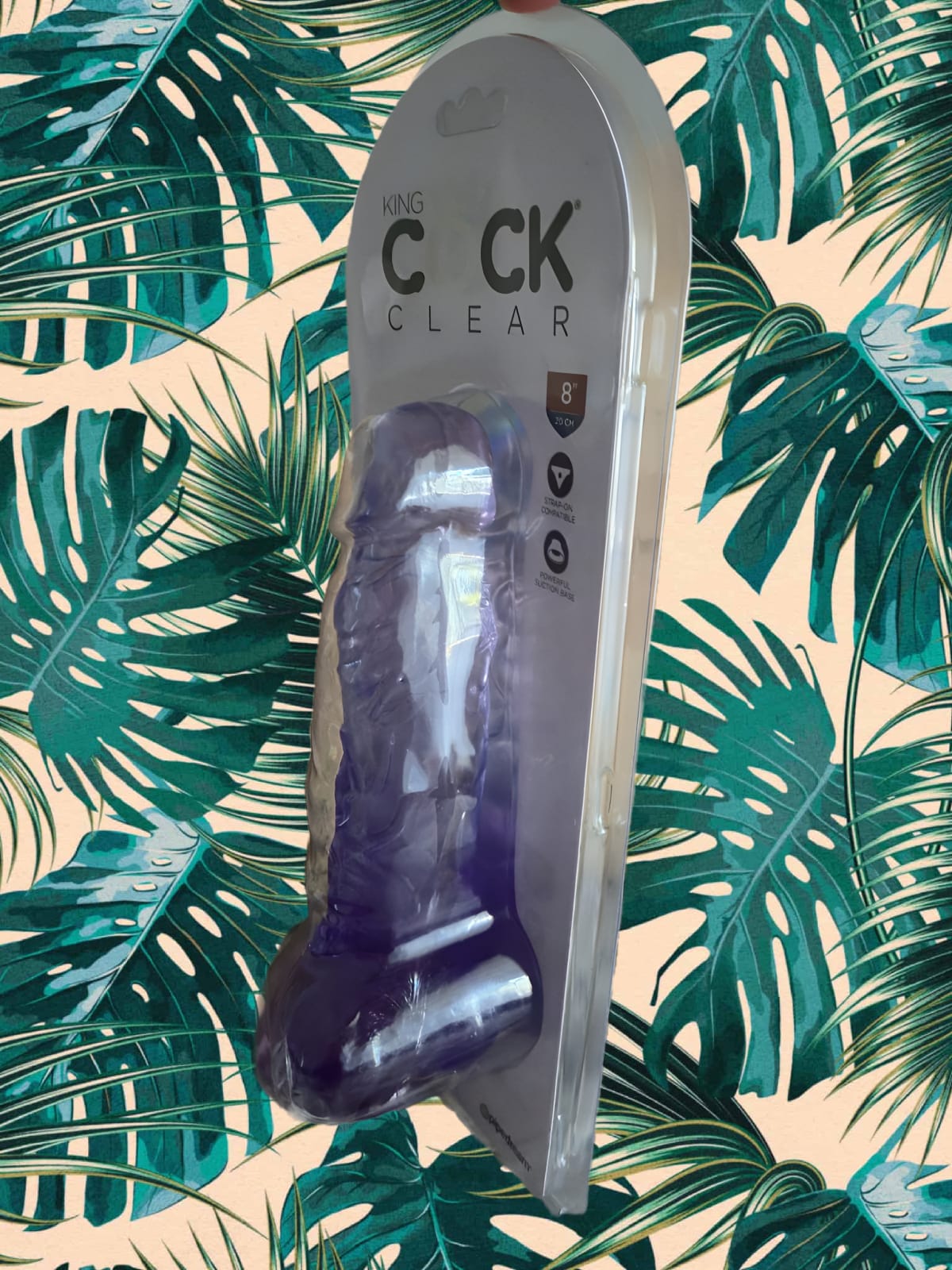 8" king cock (clear/purple) with balls