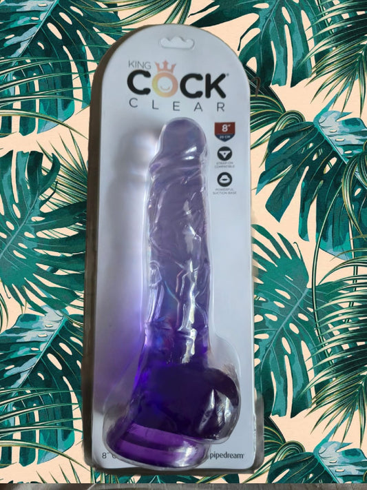 8" king cock (clear/purple) with balls