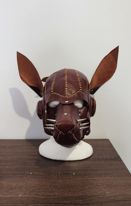 Brown leather dog mask